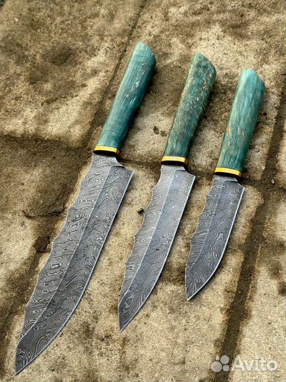 Набор кухонных ножей из дамасской стали