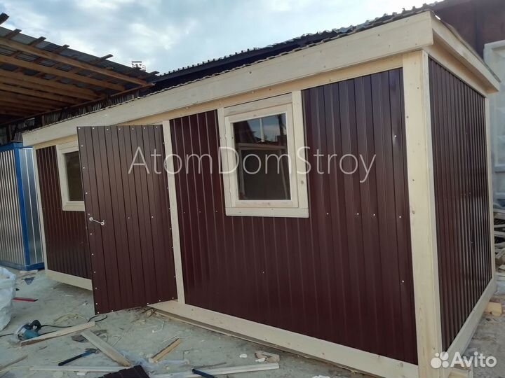 Вагончик бытовка строительная с установкой