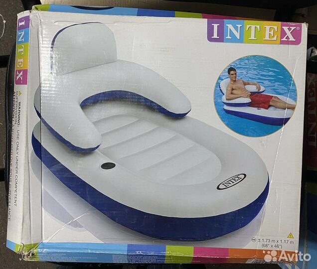 Надувной матрас-кресло intex, 173x117