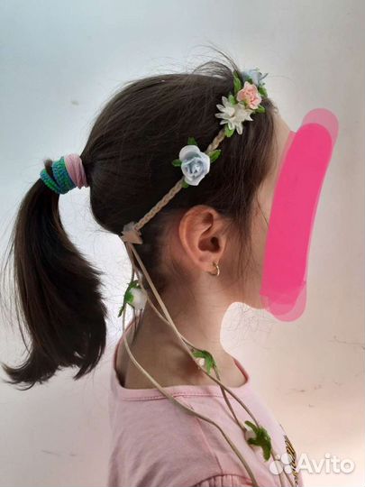 Повязка на голову резинка с цветочками