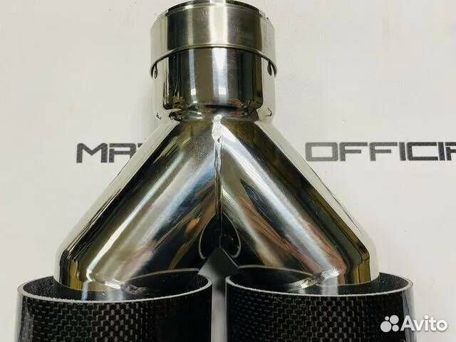 Насадки на глушитель BMW, триколор, карбон Насадки