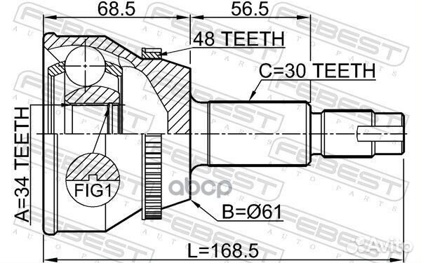 ШРУС внешний lexus RX 03-09, toyota harrier 03