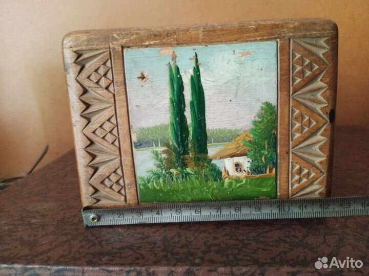 Шкатулка дерево СССР, ручная роспись