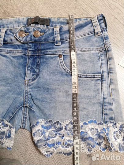 Шорты джинсовые с кружевом