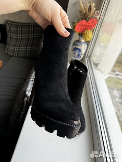 Ботильоны зимние 38 натуральная замша