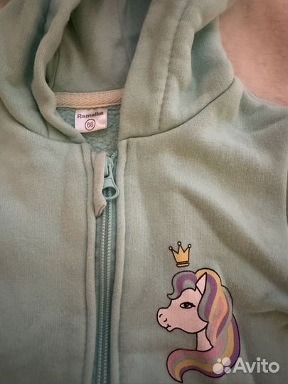 Комбинезон 68 бирюзовый с единорогом