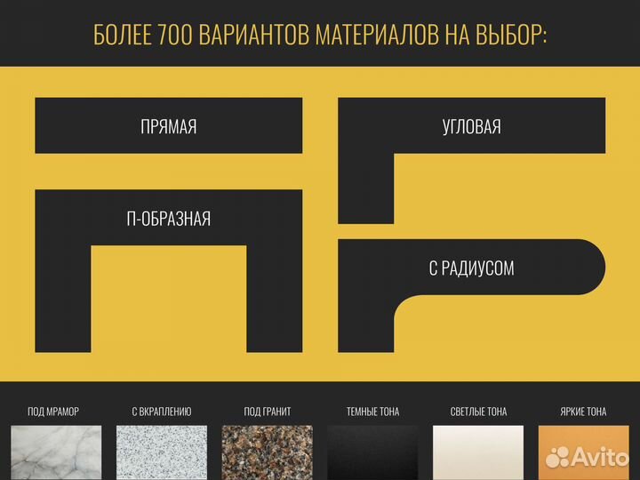 Столешница для кухни влагостойкая, акрил