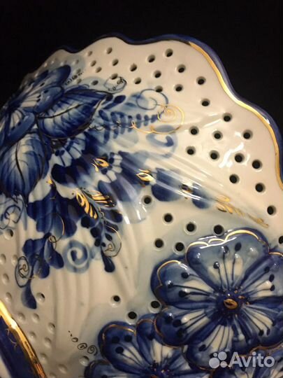Ваза Большая Фарфор Гжель Позолота 33см Новая