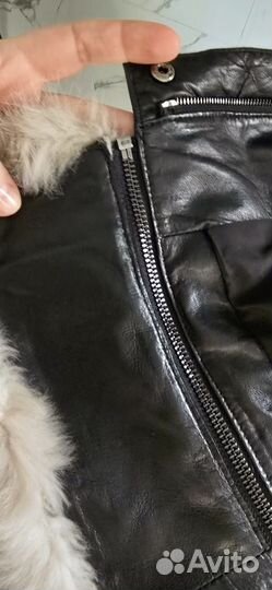 Кожаная куртка с натуральным мехом 44