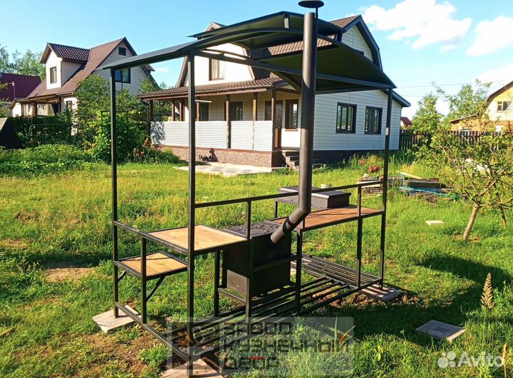 Мангал с крышей и печкой