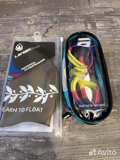 Очки и шапочка для плавания, затычки