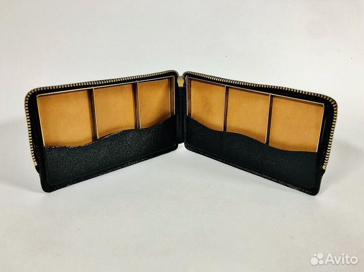 Портсигар редкий mint кожа-латунь 40-50е годы