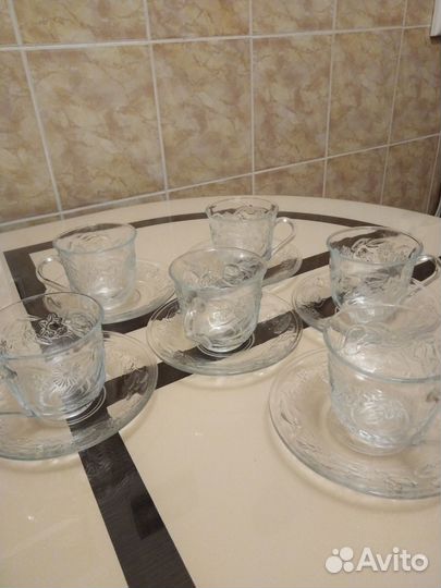 Чайный набор из прозрачного стекла, Турция