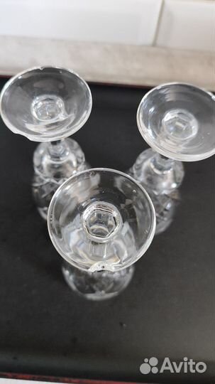 Хрустальные рюмки на ножке 3 шт