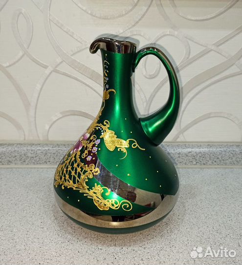 Кувшин восточный богемское стекло СССР винтаж