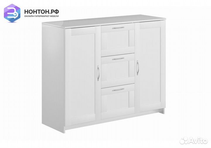 Комод с дверцами Сириус 3 ящика белый