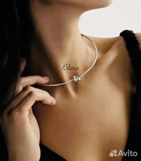 Колье Чокер Узел серебристый