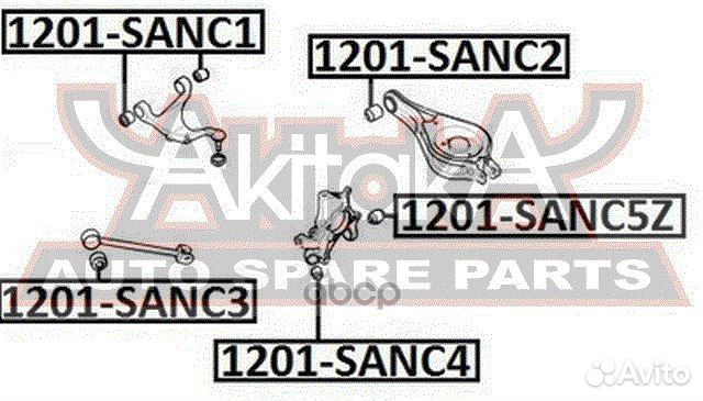 Сайлентблок заднего нижнего рычага 1201-sanc2 asva