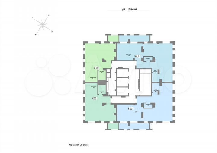 2-к. квартира, 55,1 м², 28/31 эт.