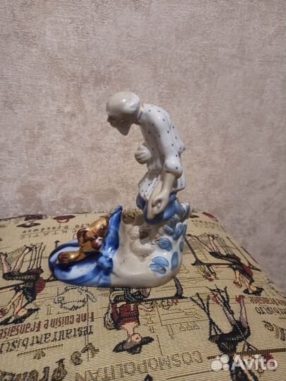 Статуэтка гжель СССР Старик и рыбка