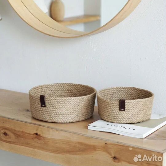 Набор плетеных корзин для хранения без крышки