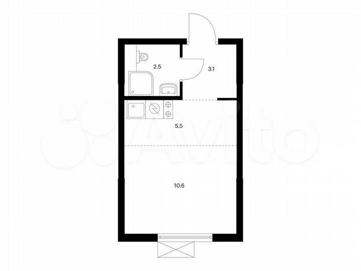 Квартира-студия, 21,7 м², 20/25 эт.