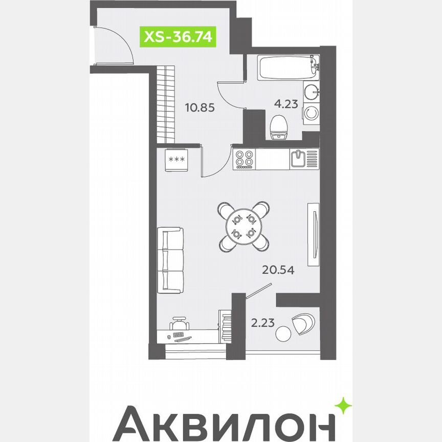 Квартира-студия, 36,9 м², 5/13 эт.