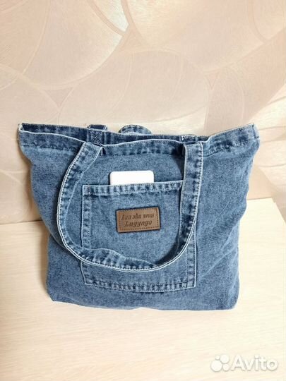 Новая женская сумка джинсовая шоппер большая