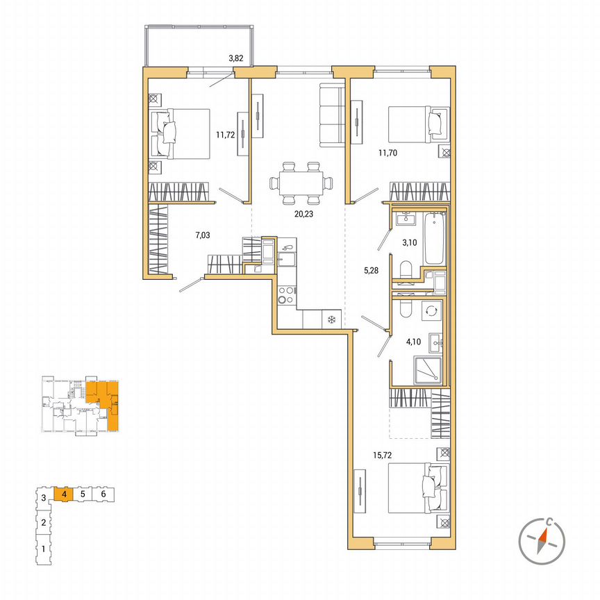 3-к. квартира, 80 м², 7/7 эт.