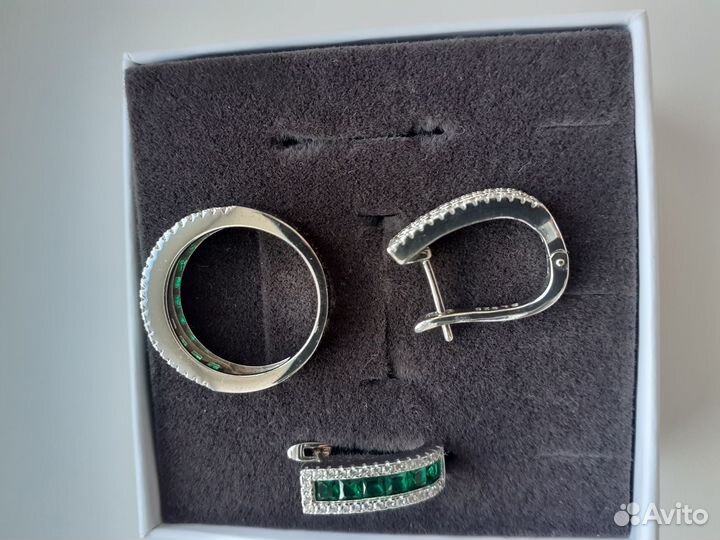 Серьги и кольцо серебро 925 проба