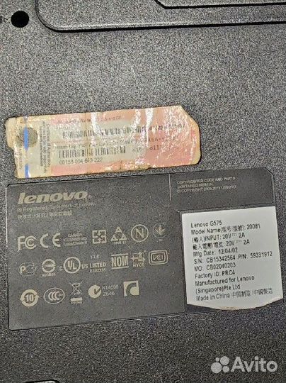 Ноутбук lenovo G575