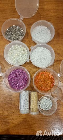 Бисер, основы для заколок, ободки, фурнитура