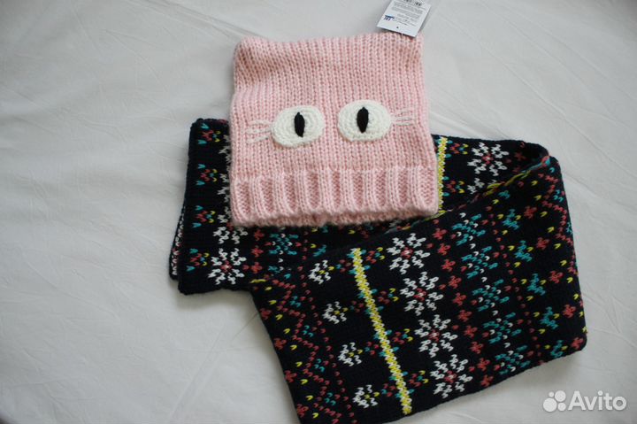 Шапка с шарфом новые 1.5-3 года