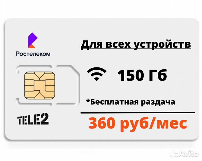 Интернет 3G/4G для модема, роутера, 150 гб