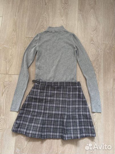 Юбка в клетку и кофта pull&bear р-р S