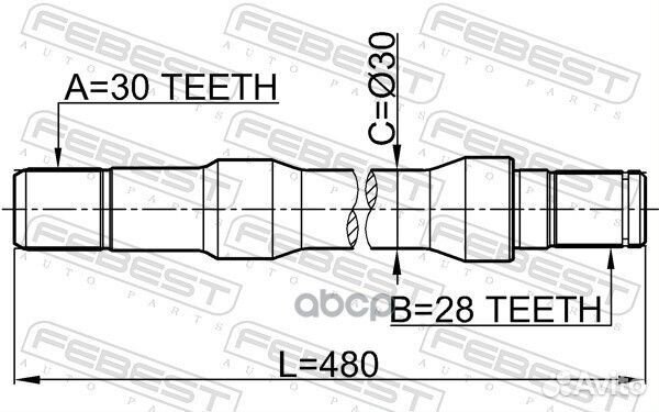 Полуось правая 30X480X28 KIA sorento 09- 2212SO