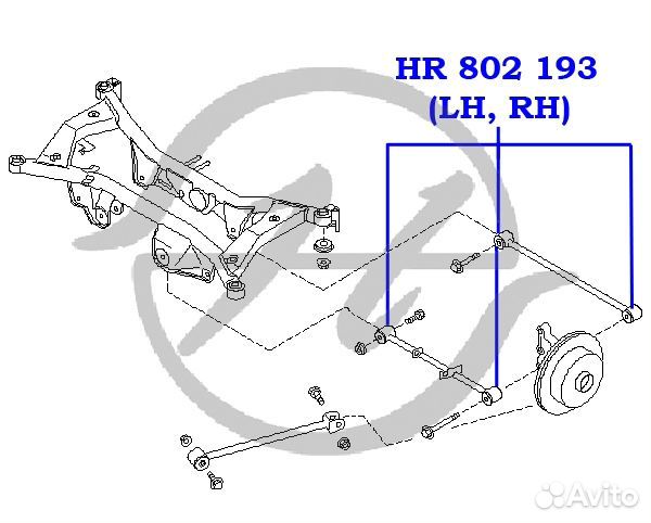 Сайлентблок зад прав / лев nissan x-trail (t30)