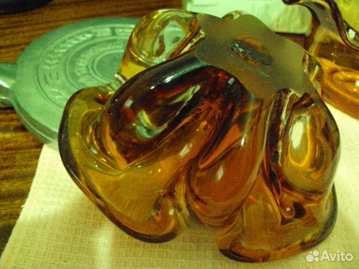 4вазы из цветного гутного стекла СССР лзхс,Богемия