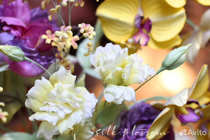 Интерьерный букет из шелка и бархата