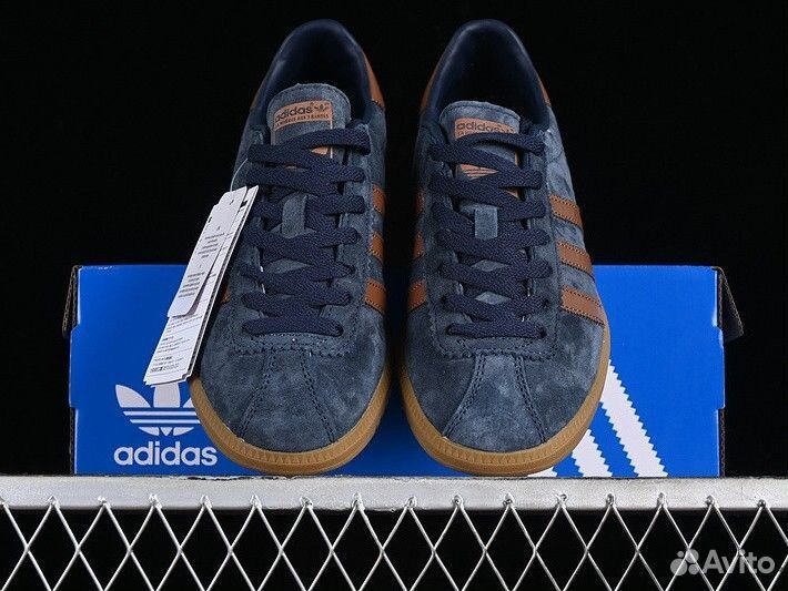 Кроссовки синие adidas bermuda dark blue brown