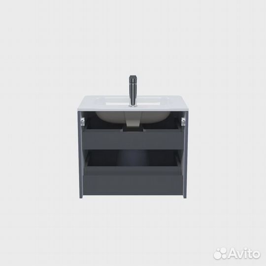 Тумба с раковиной, подвесная, 60 см, темно-серый