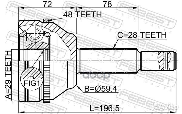 ШРУС внешний 29X59X28 ford transit TT9 2006-2013