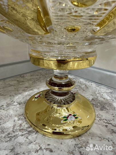 Ваза для фруктов на ножке хрусталь