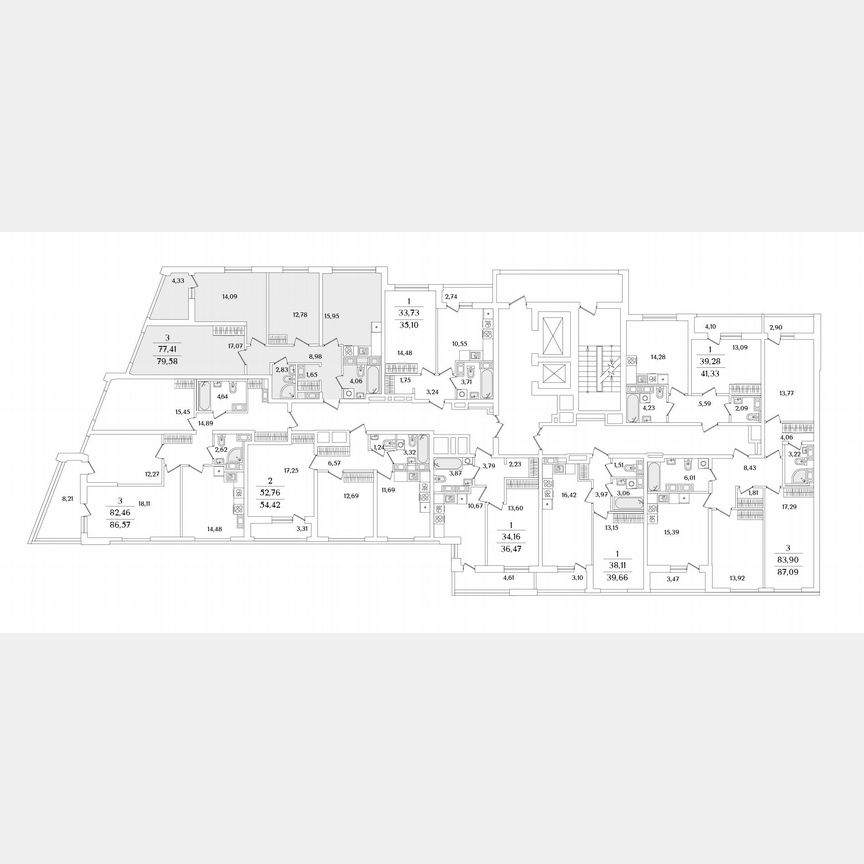 3-к. квартира, 79,6 м², 14/17 эт.