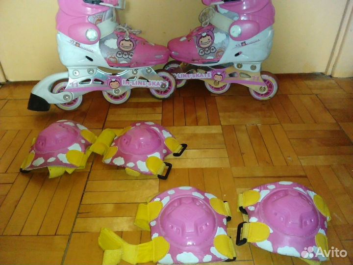 Ролики для Девочки (раздвижные) С Защитой