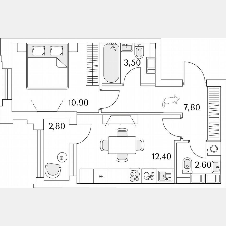 1-к. квартира, 38,6 м², 6/13 эт.