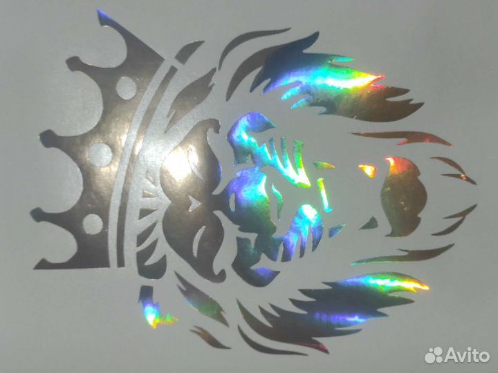 Наклейка лев перламутровая голография