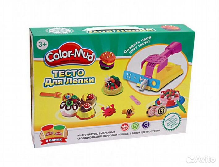 Набор для лепки с прессом и формами + 8 баночек пл