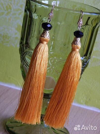 Серьги-кисточки Жёлтые Элегантные
