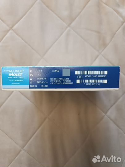 Acuvue moist 1 day, d -10 bc 8.5 (90 штук)